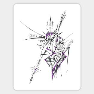 Eclectic Unique Purple Black White Colorful Abstract Art Sticker